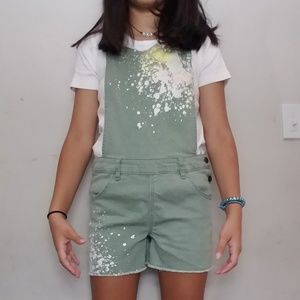 Green overall shorts